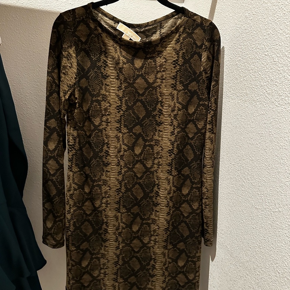 Snake Print Michel Kors Long Sleeve Dress